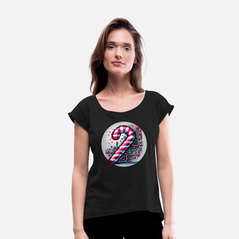 Neon Cyberpunk Candy Cane 8-Bit Pixel Christmas