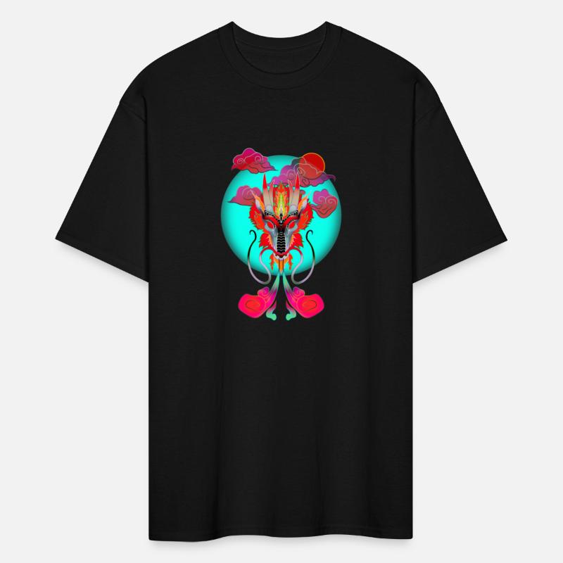 Neon Dragon with Cyan Background