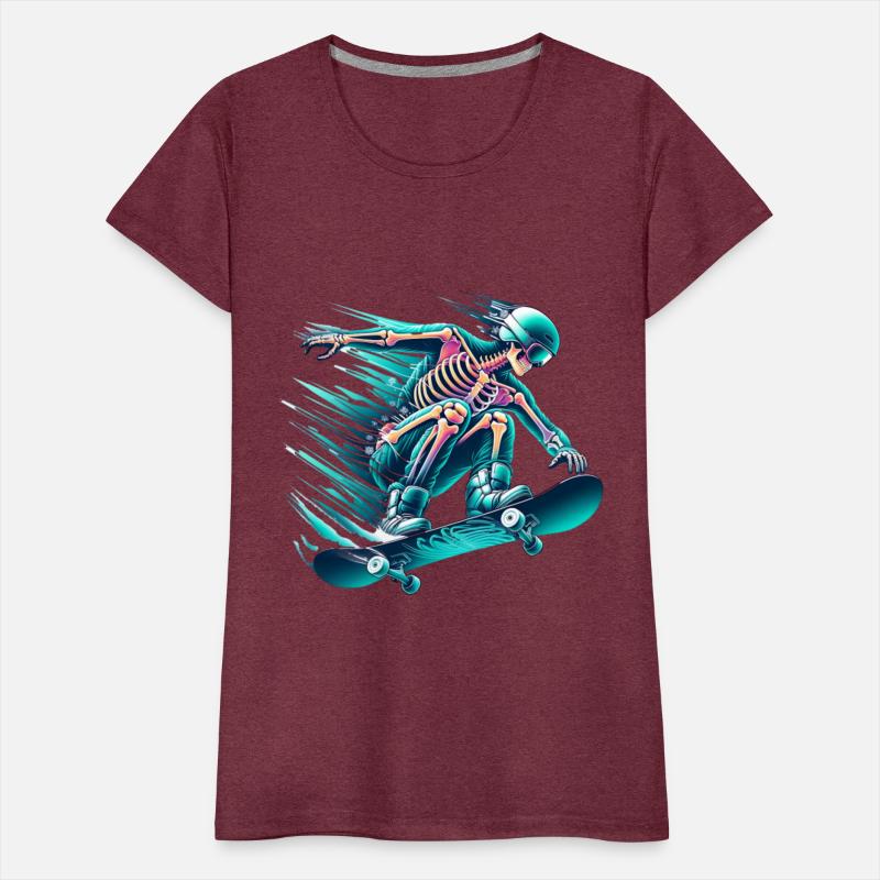 Neon Skeleton Skateboarder Thrills and Chills