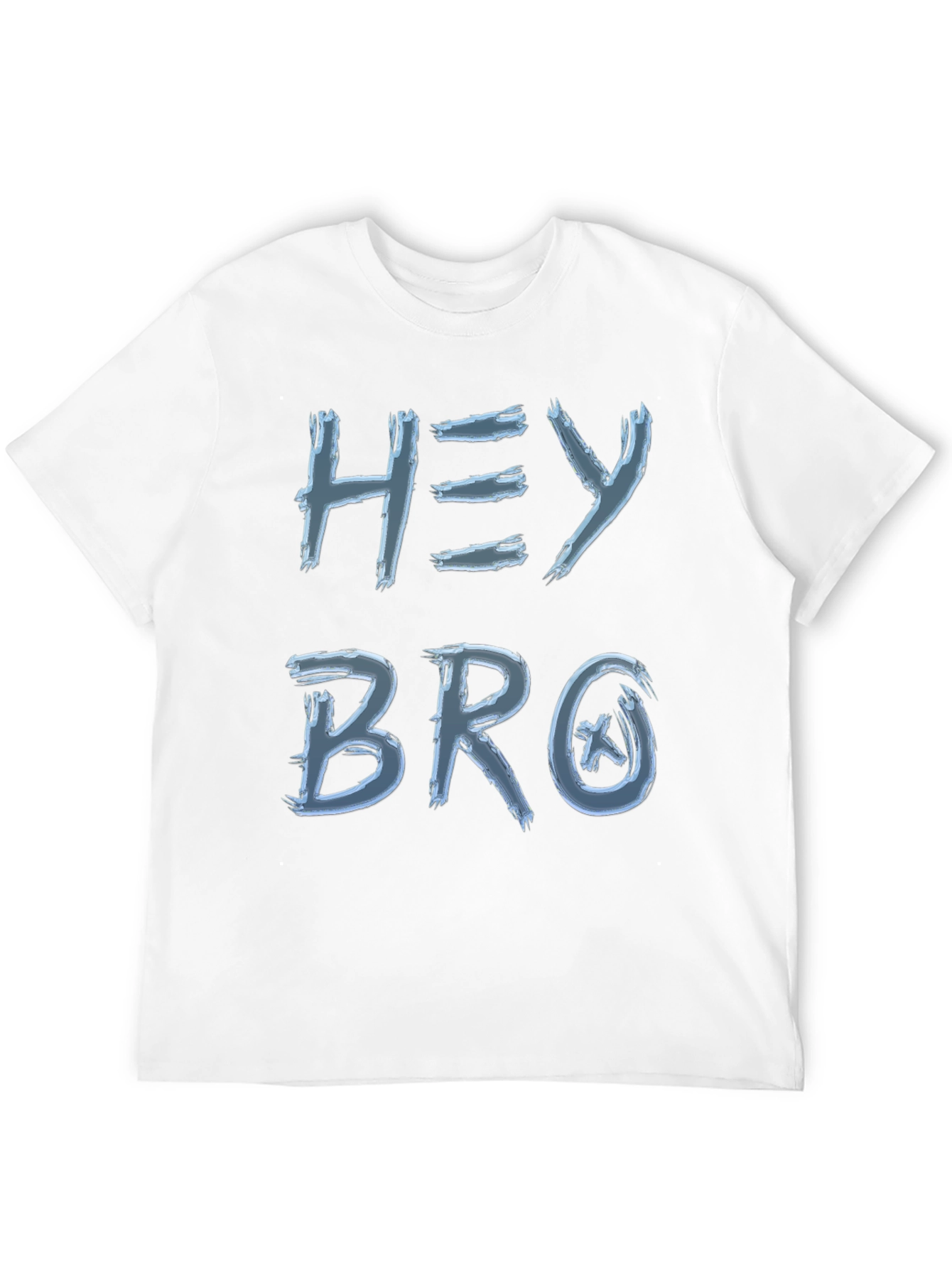 Hey Bro Graphic Print Crew Neck Tee