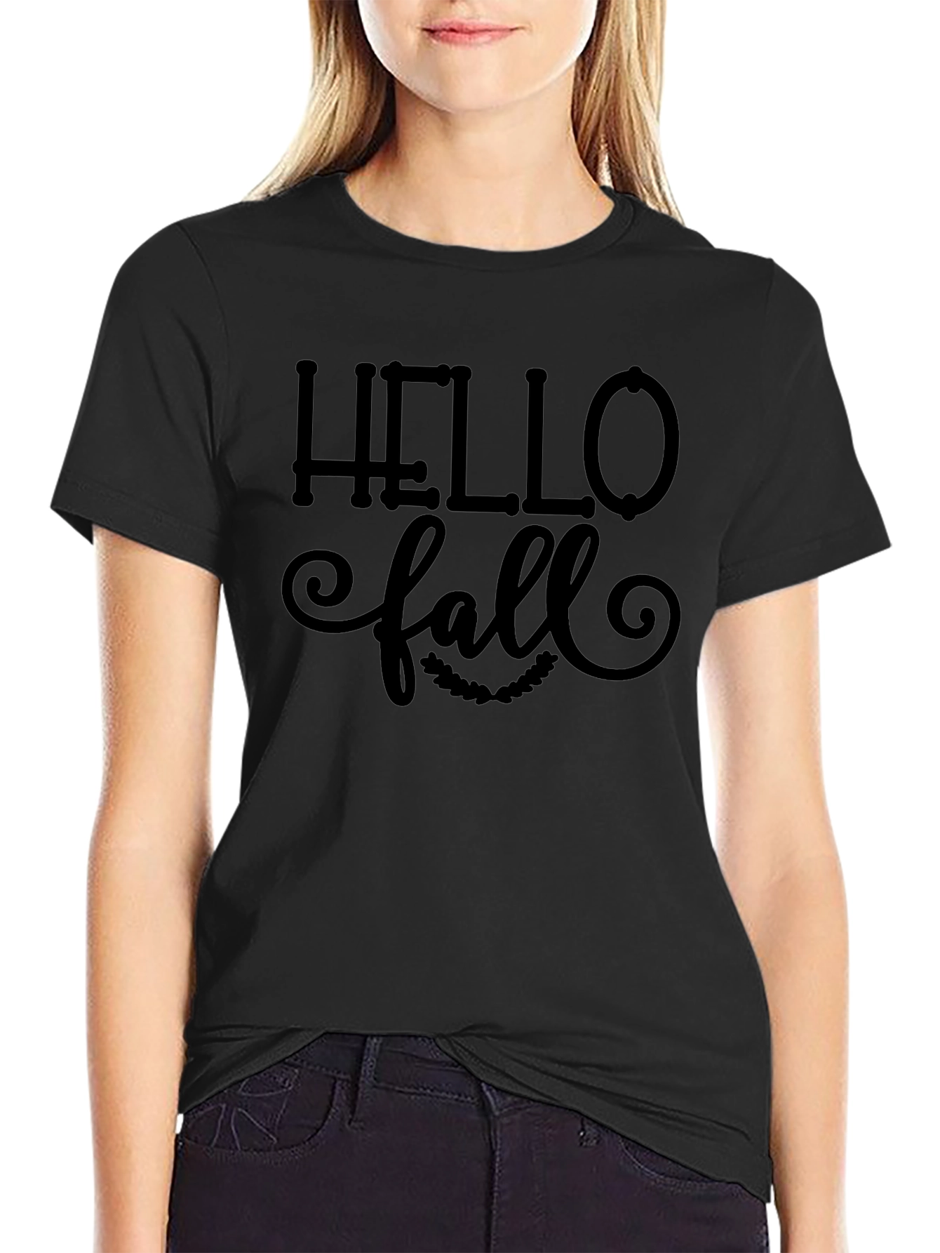 Hello Fall Graphic Tee - Unisex Black T-Shirt