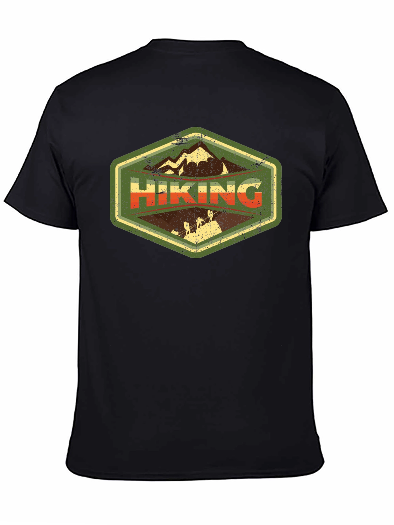 Hiking Adventure Graphic Tee - Black Cotton T-Shirt