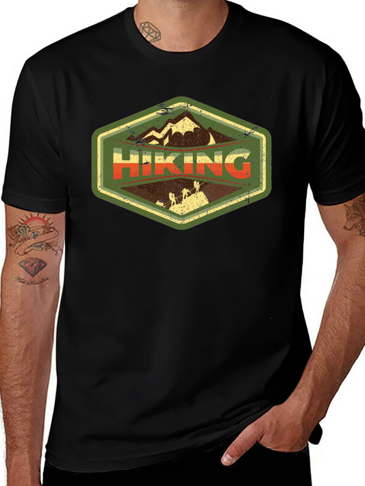 Hiking Adventure Graphic Tee - Black Cotton T-Shirt