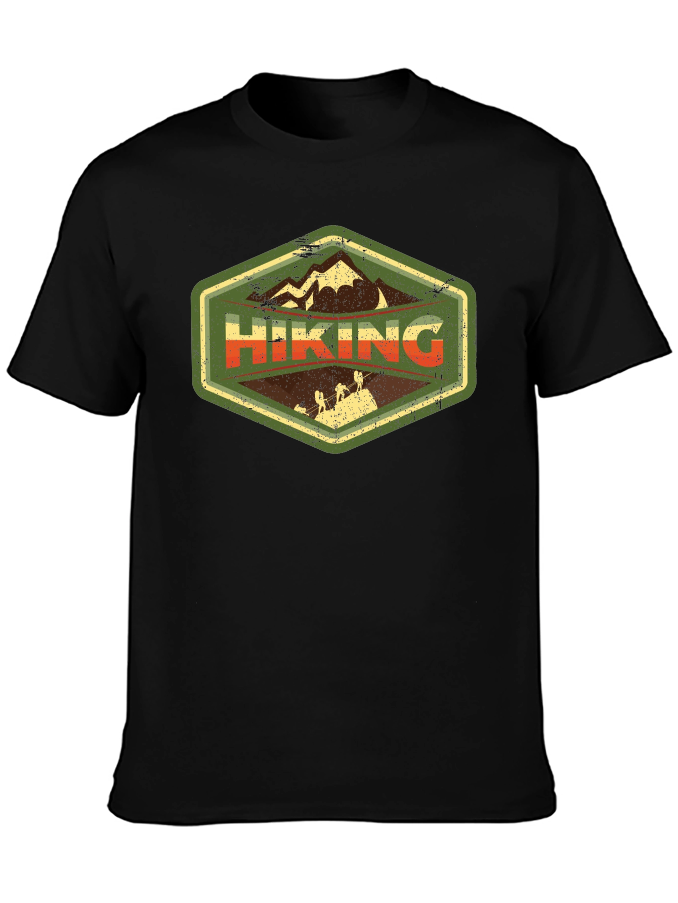 Hiking Adventure Graphic Tee - Black Cotton T-Shirt