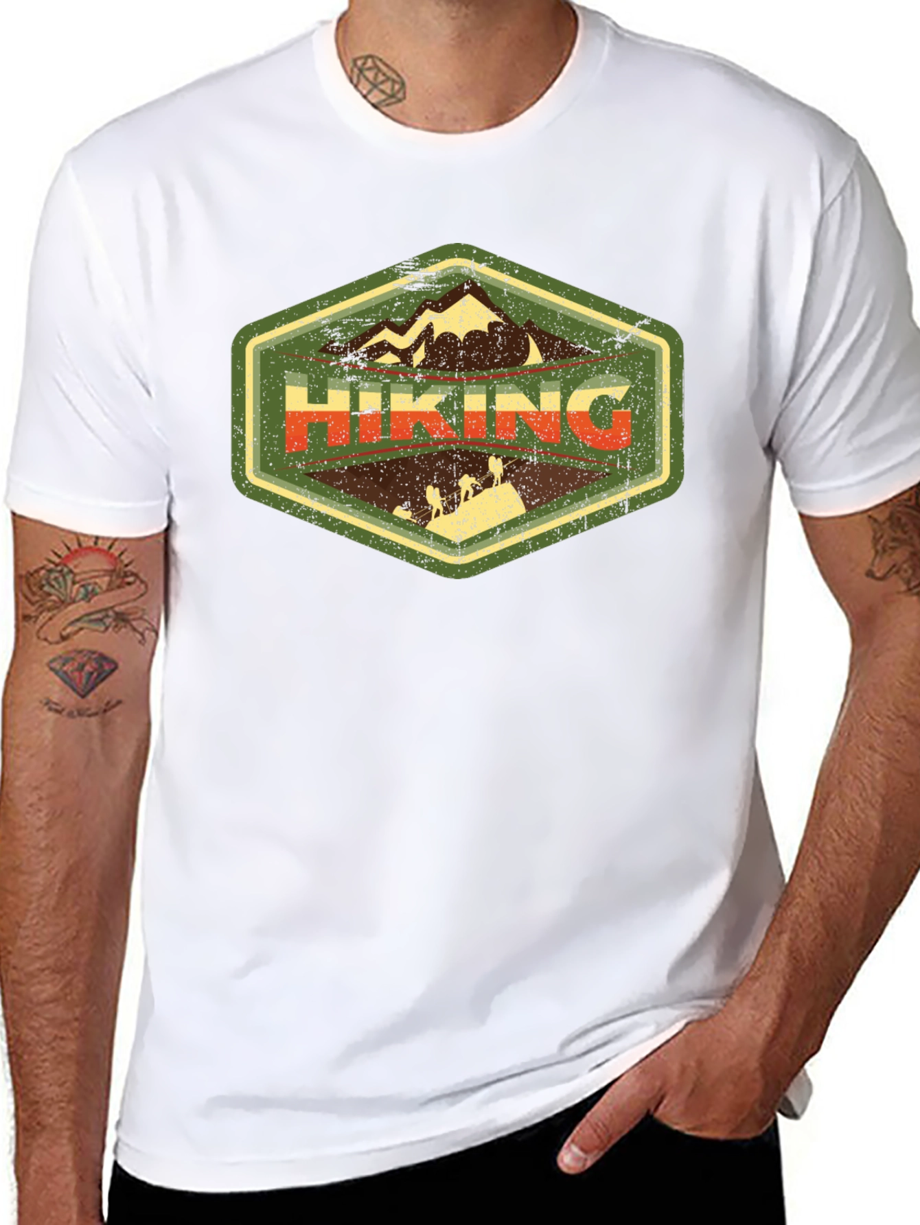 Hiking Adventure Graphic Tee - Black Cotton T-Shirt