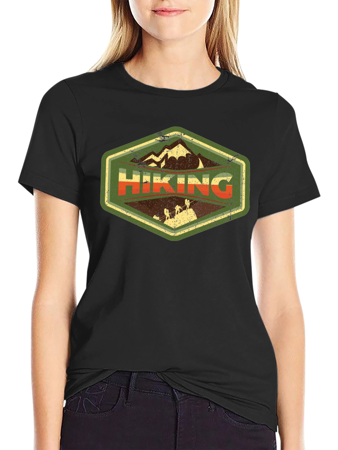 Hiking Adventure Graphic Tee - Black Cotton T-Shirt