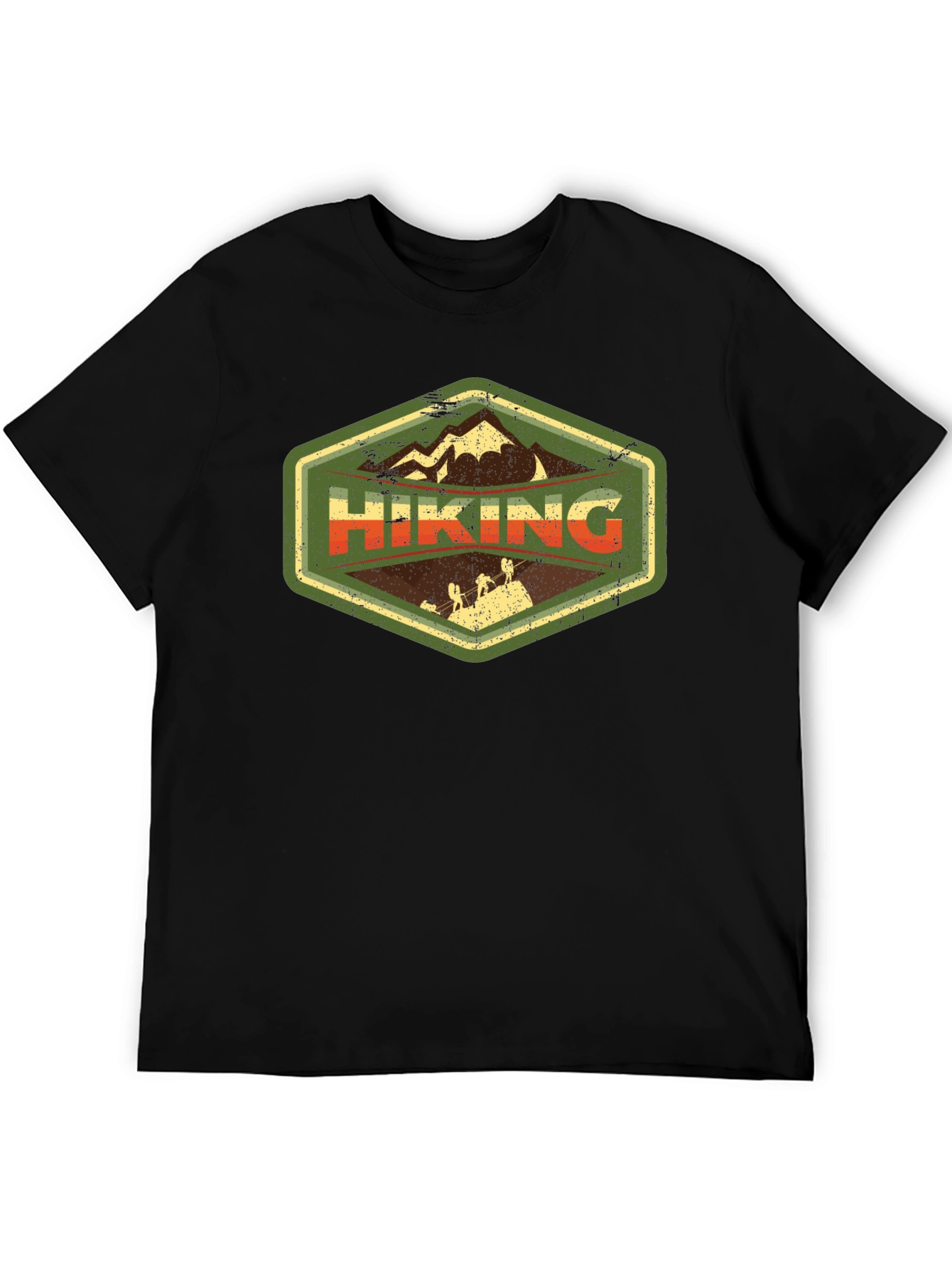 Hiking Adventure Graphic Tee - Black Cotton T-Shirt