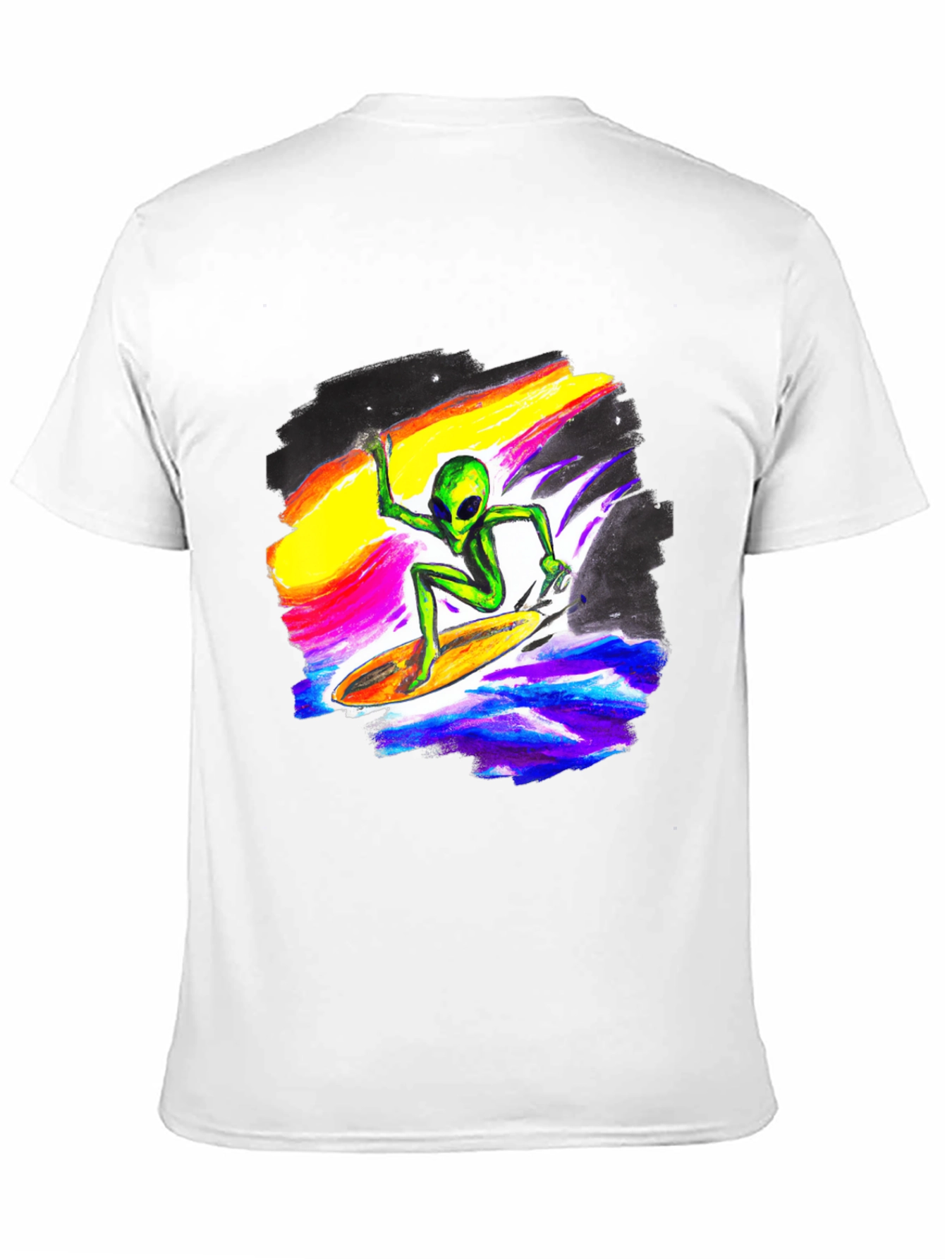 Alien Surfing T-Shirt - Black Crew Neck Tee