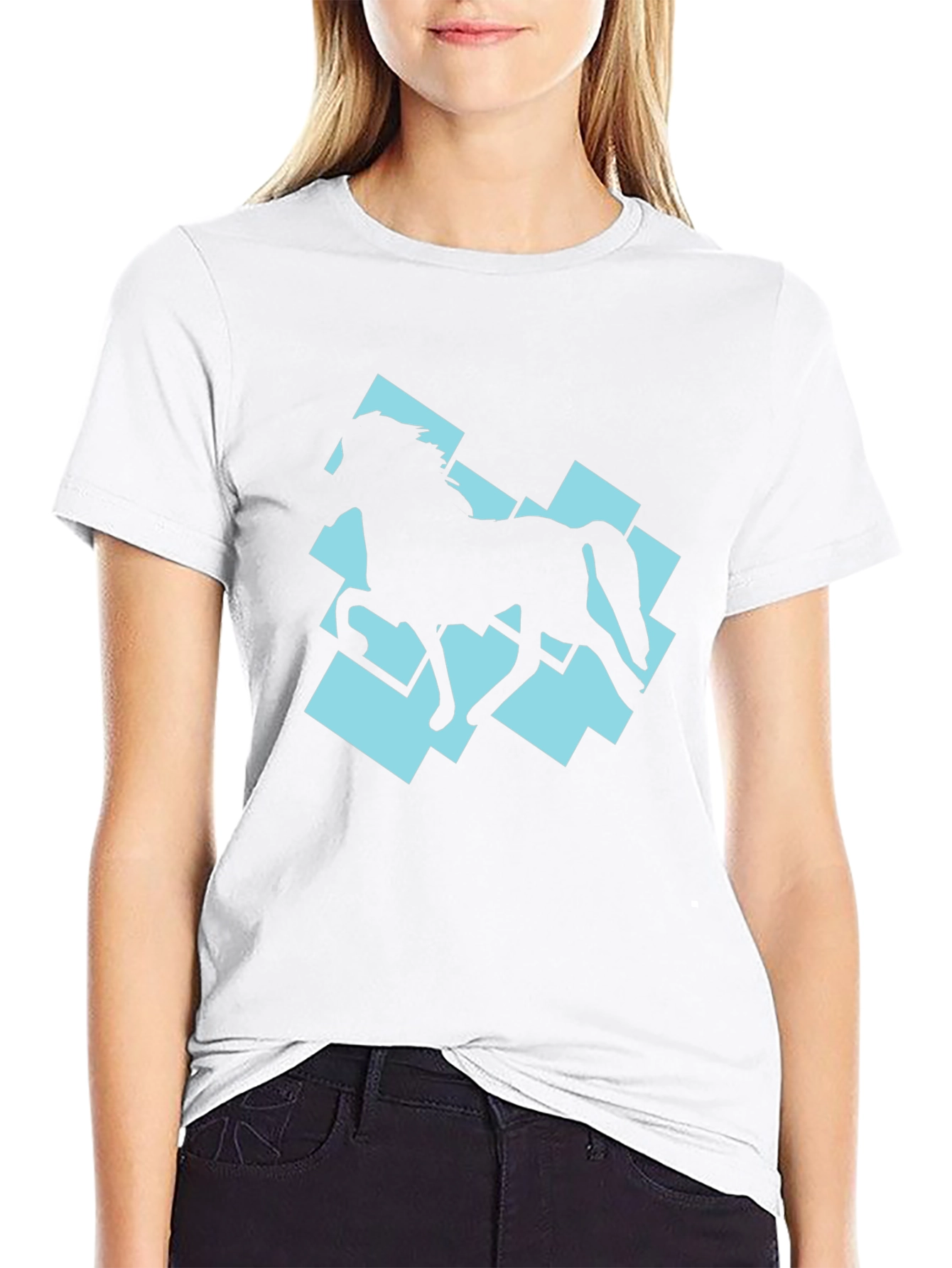 Horse Silhouette Graphic Tee - Black