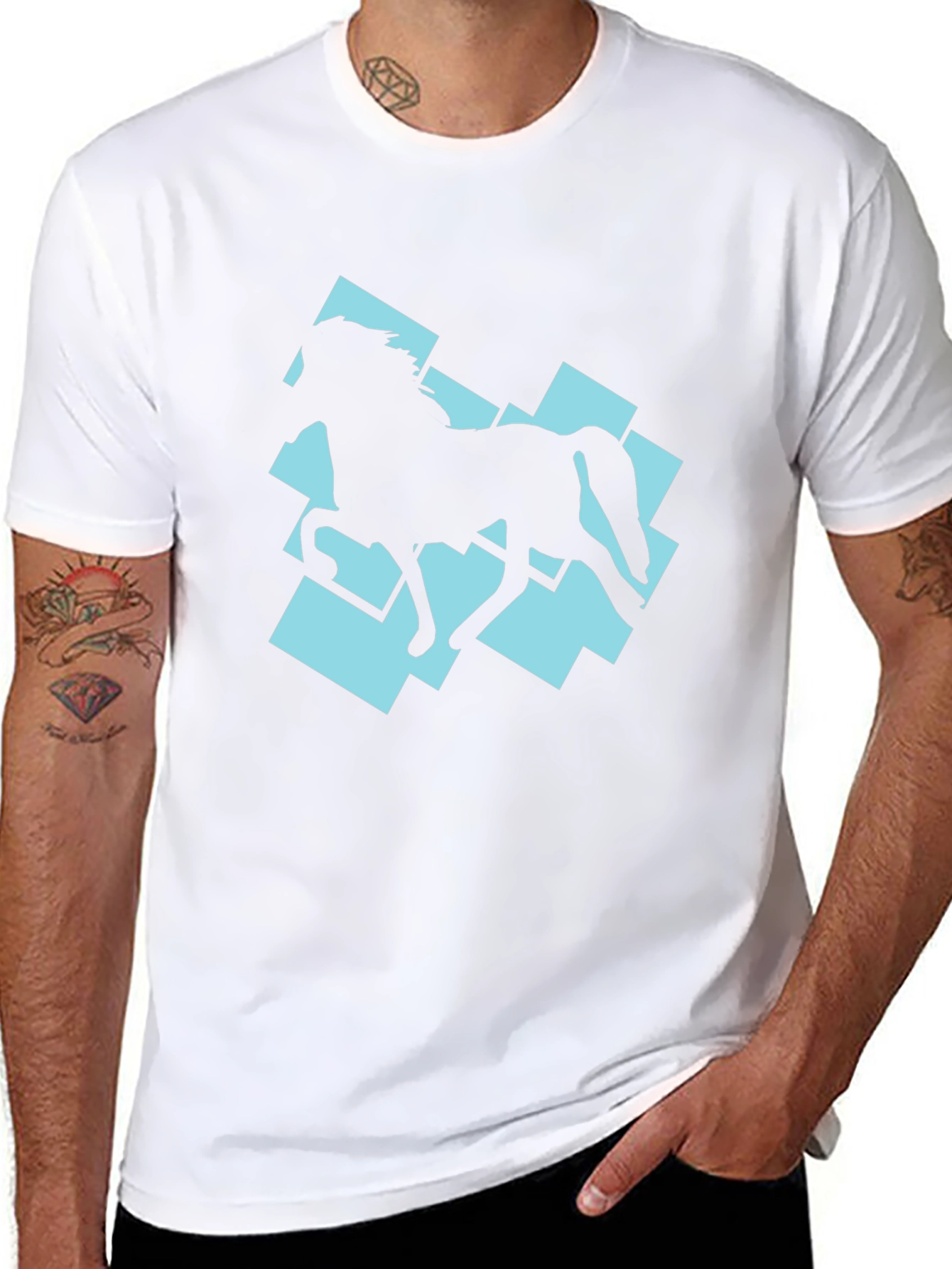 Horse Silhouette Graphic Tee - Black