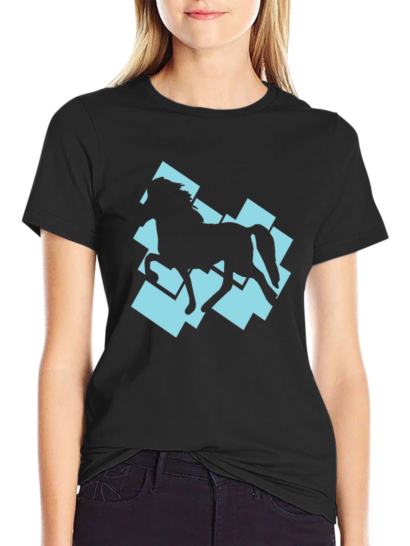Horse Silhouette Graphic Tee - Black