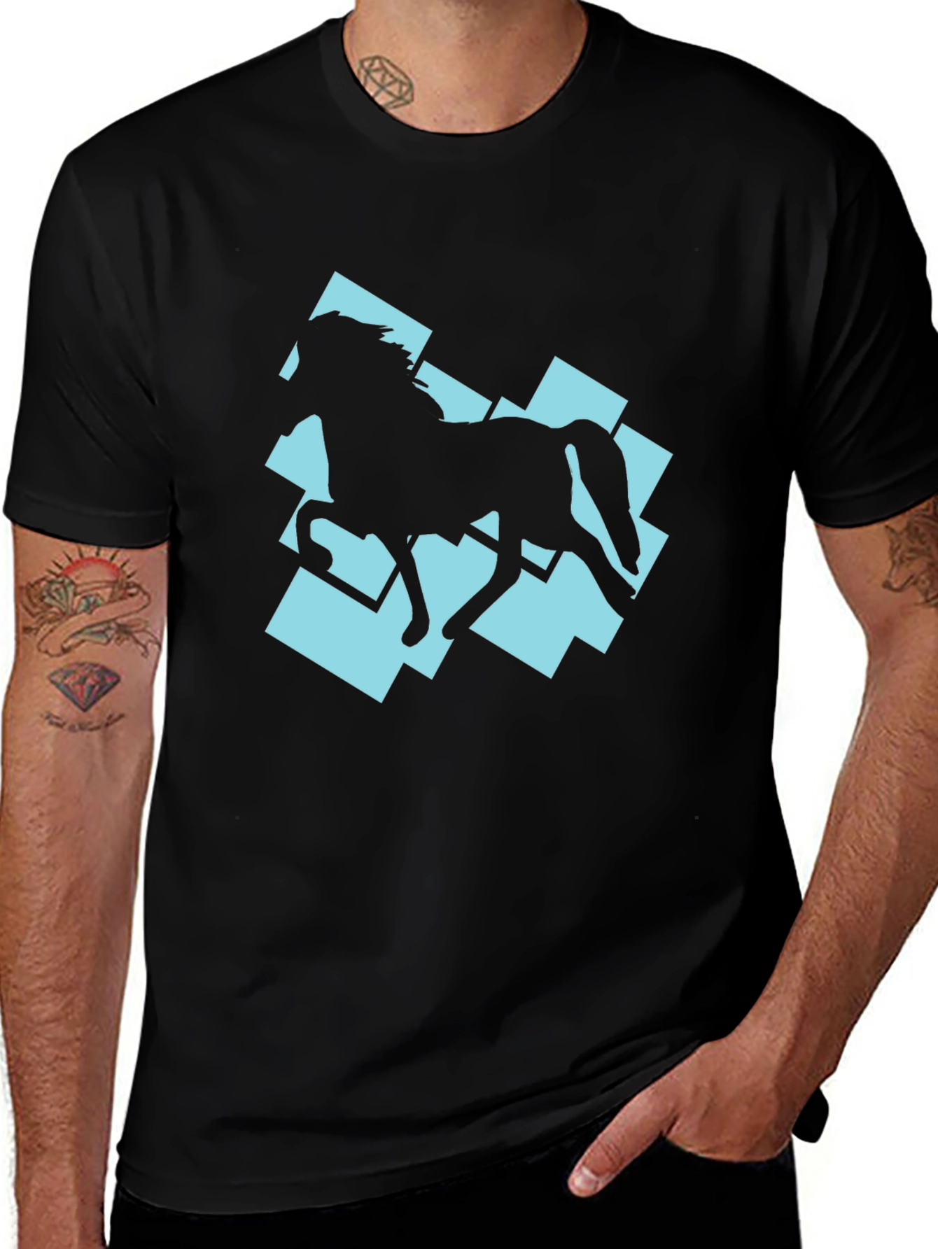 Horse Silhouette Graphic Tee - Black