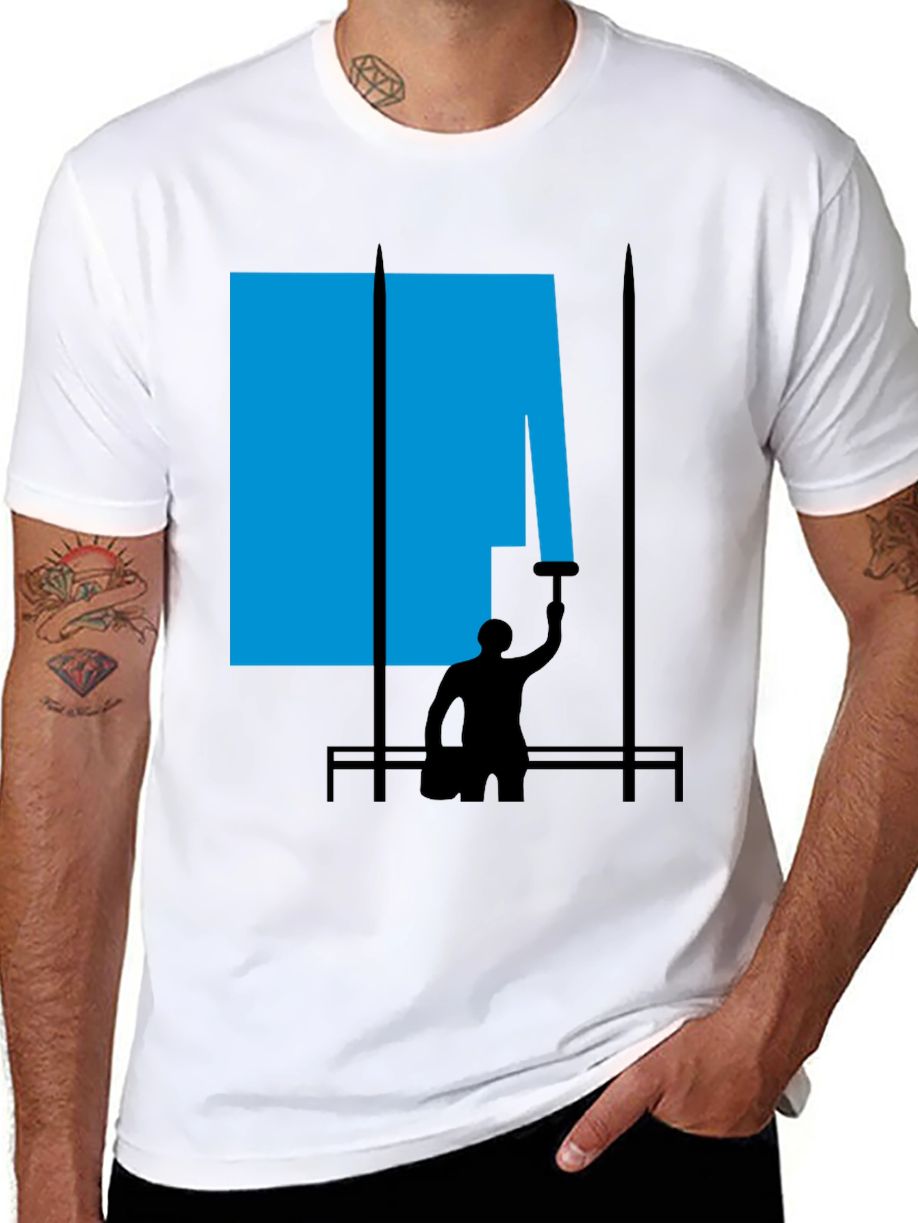 Abstract Painter Graphic Tee - Black Cotton T-Shirt