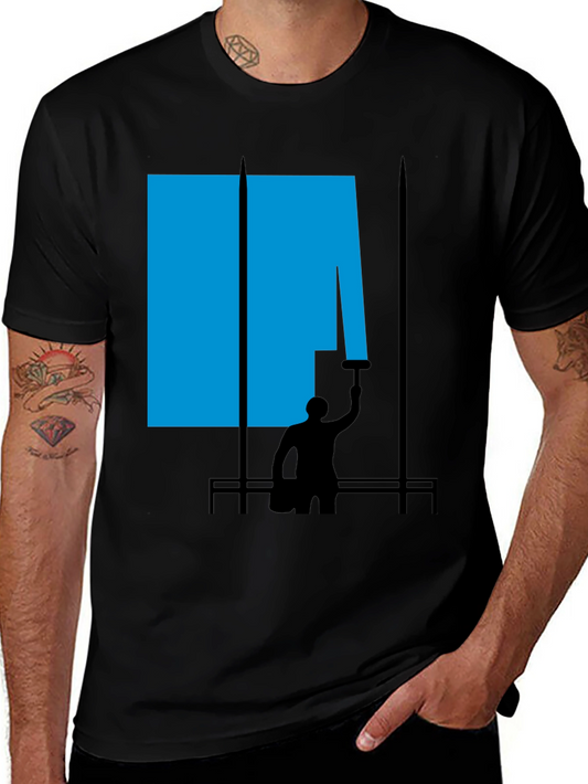 Abstract Painter Graphic Tee - Black Cotton T-Shirt