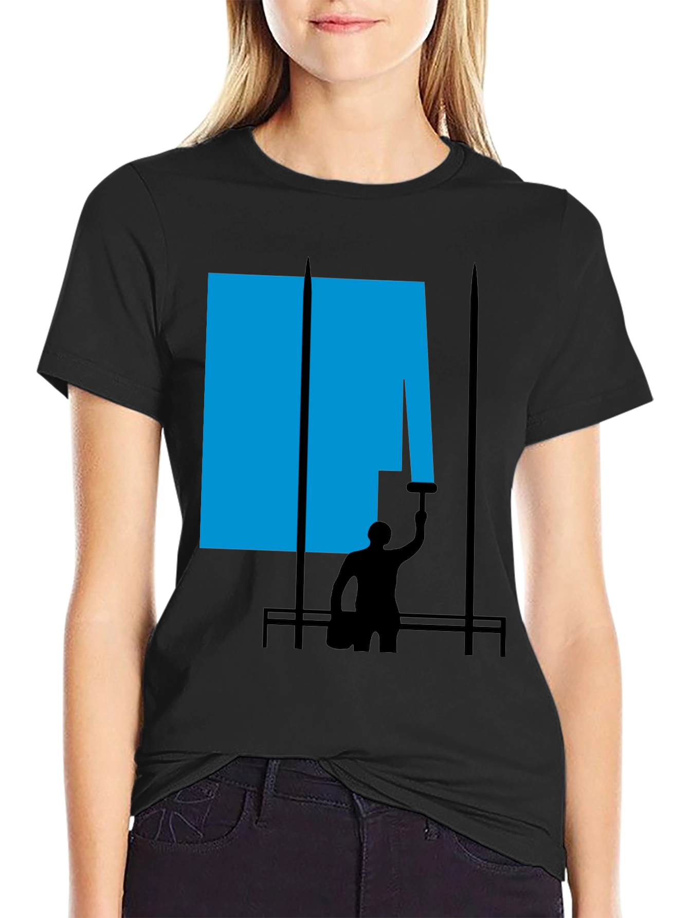 Abstract Painter Graphic Tee - Black Cotton T-Shirt