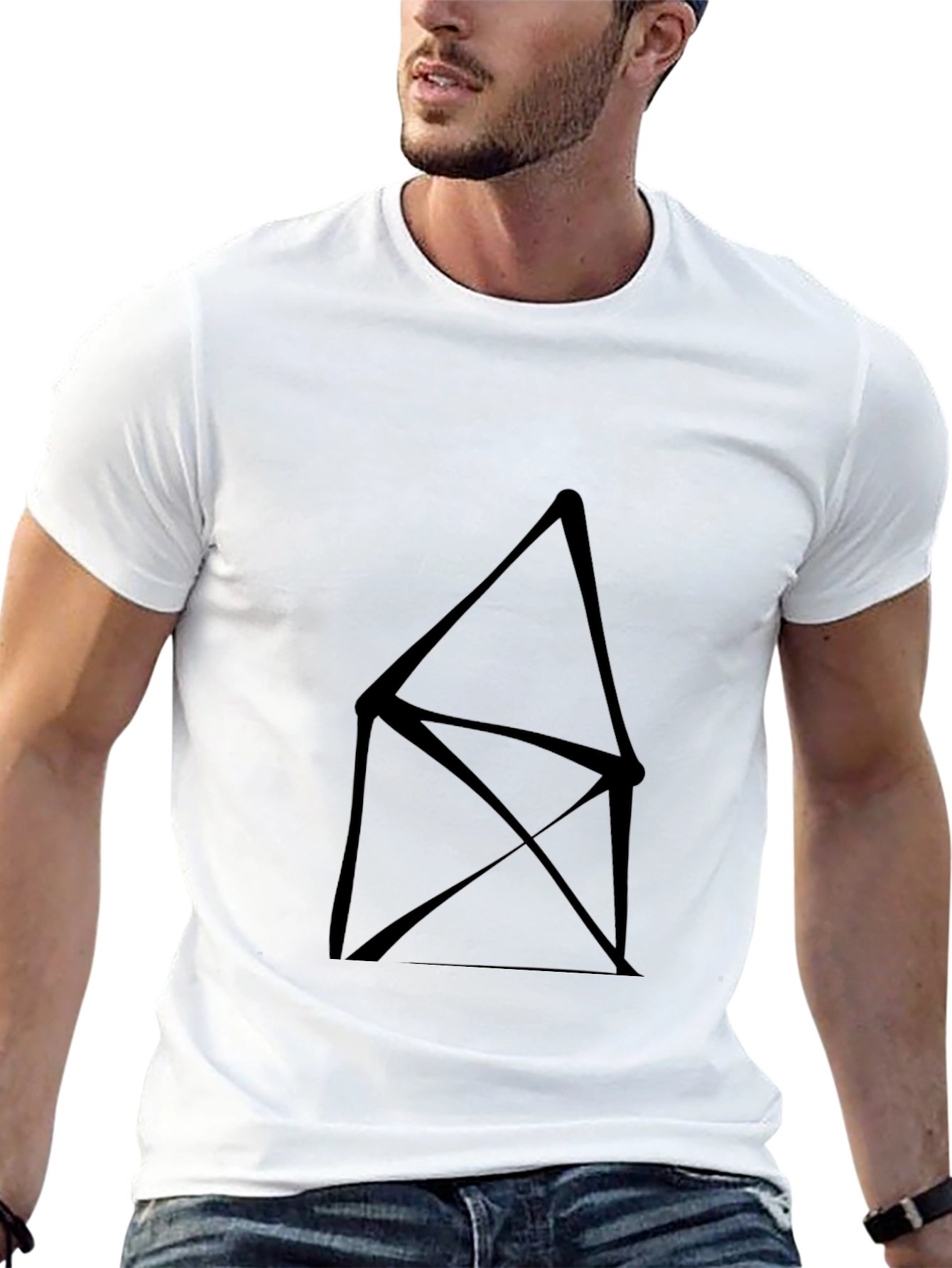 Abstract Geometric Black Tee