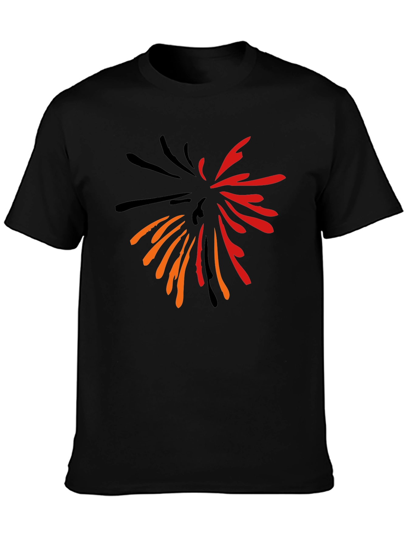 Abstract Burst Graphic Print Black T-Shirt
