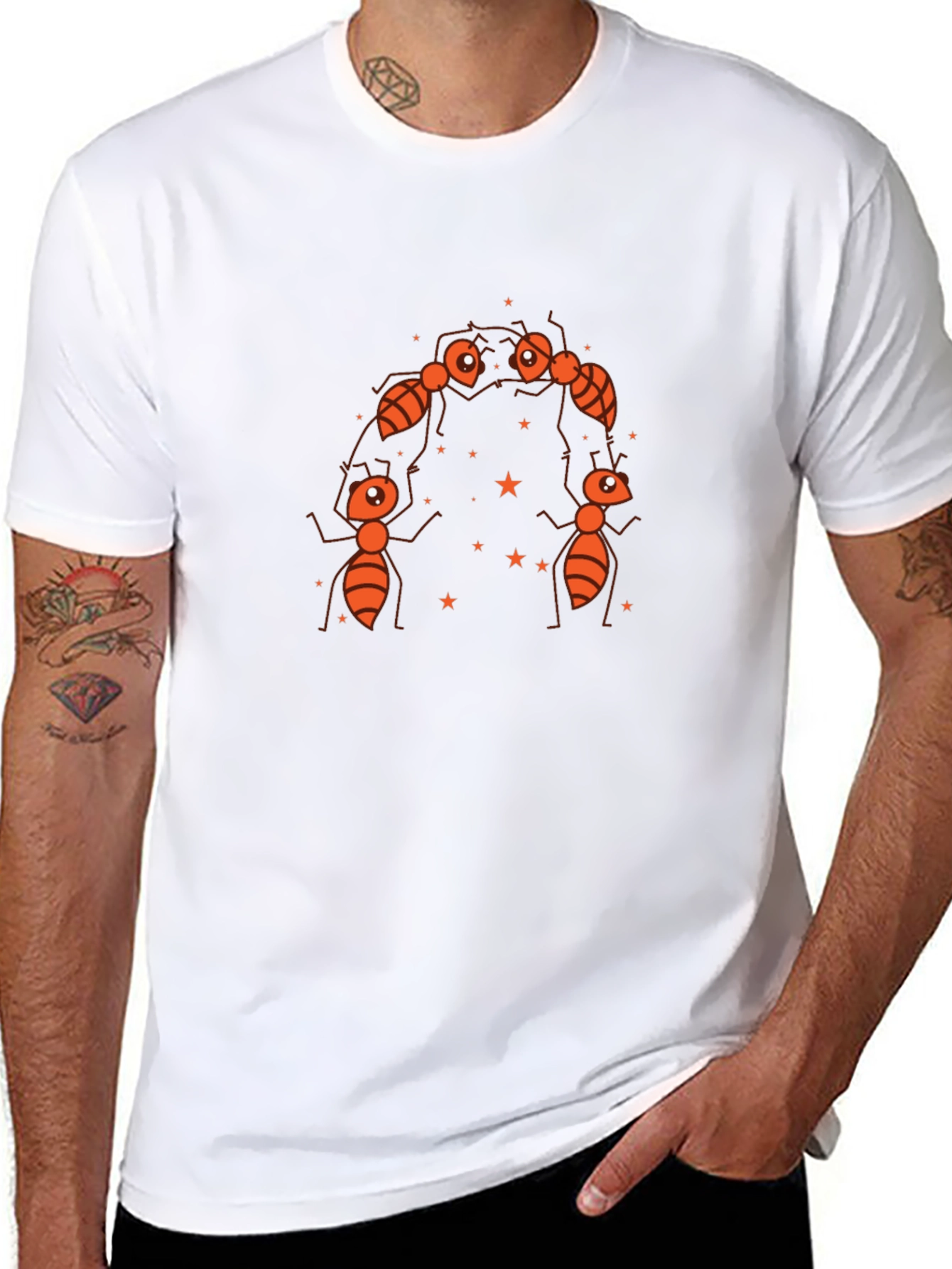 Ants Circle Graphic Black T-Shirt