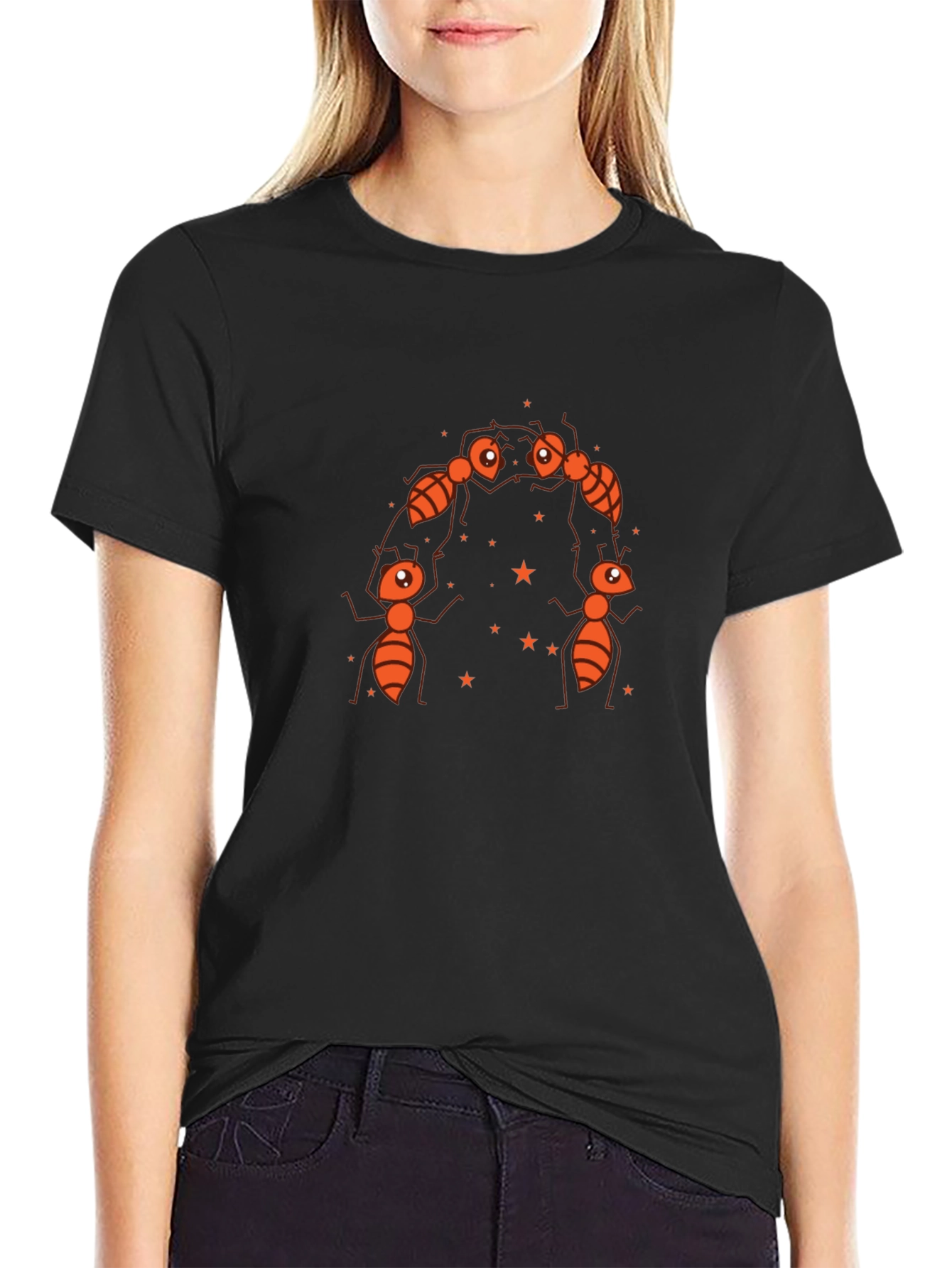 Ants Circle Graphic Black T-Shirt