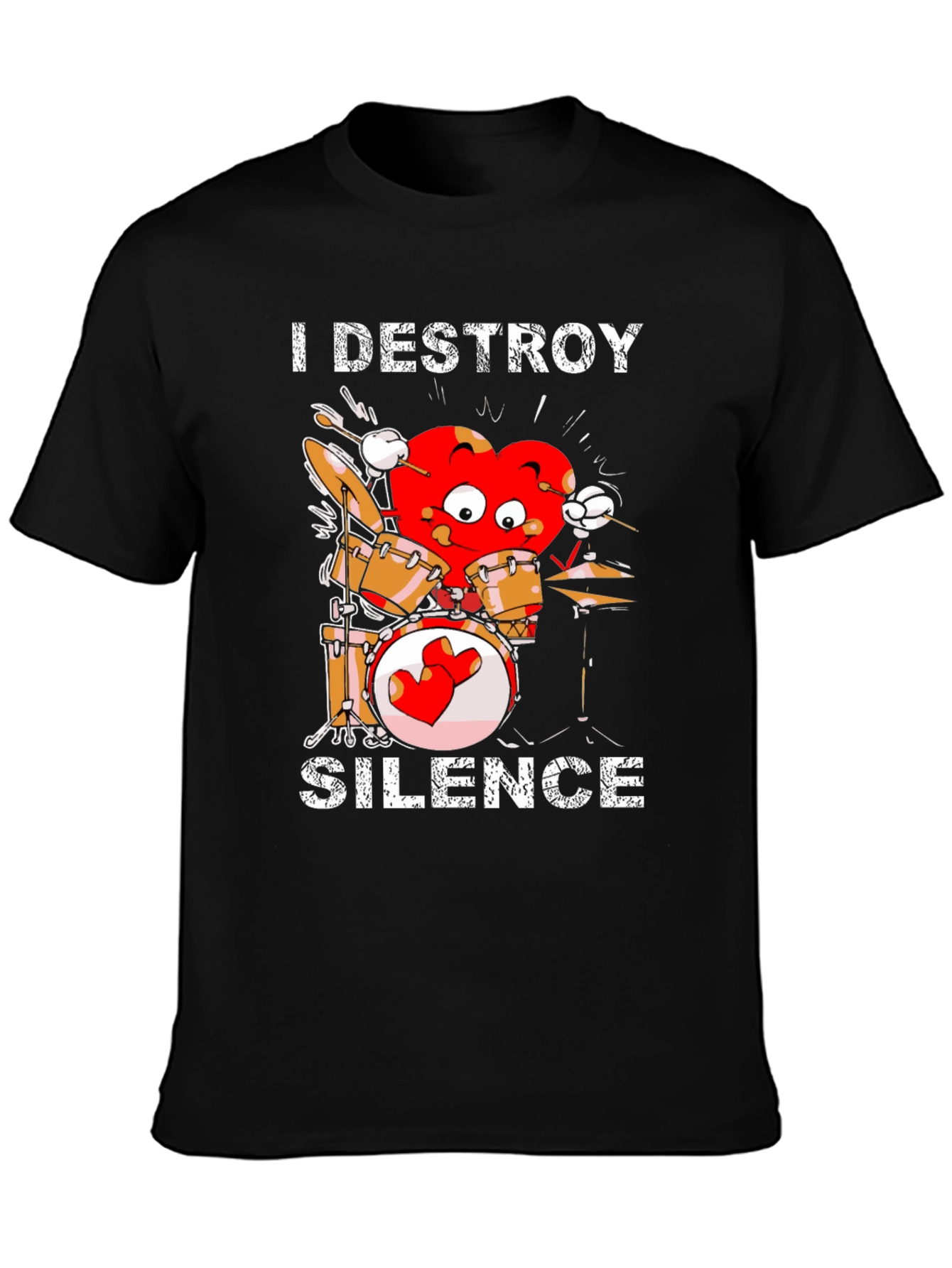 I Destroy Silence Drummer Heart T-Shirt
