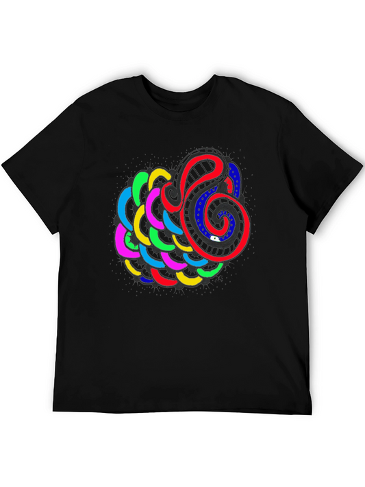 Abstract Swirl Graphic Black T-Shirt