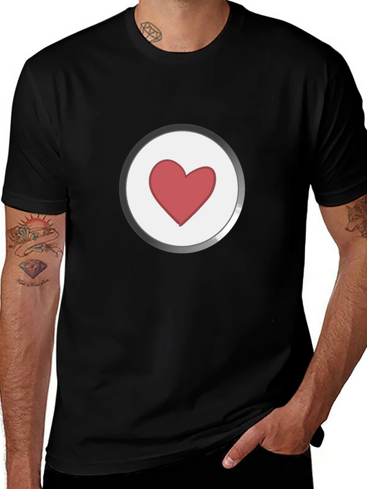 Heart Button Graphic Black T-Shirt