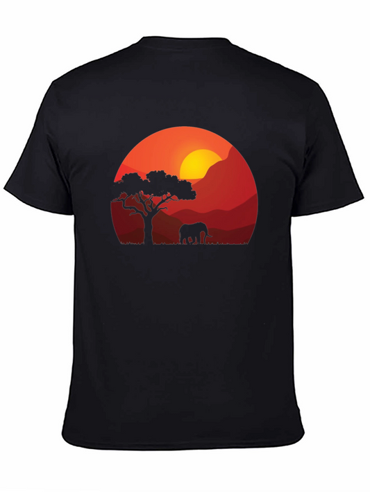 African Sunset Elephant Graphic Tee