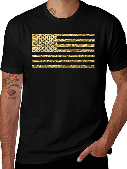 American Flag Gold Foil Graphic Tee