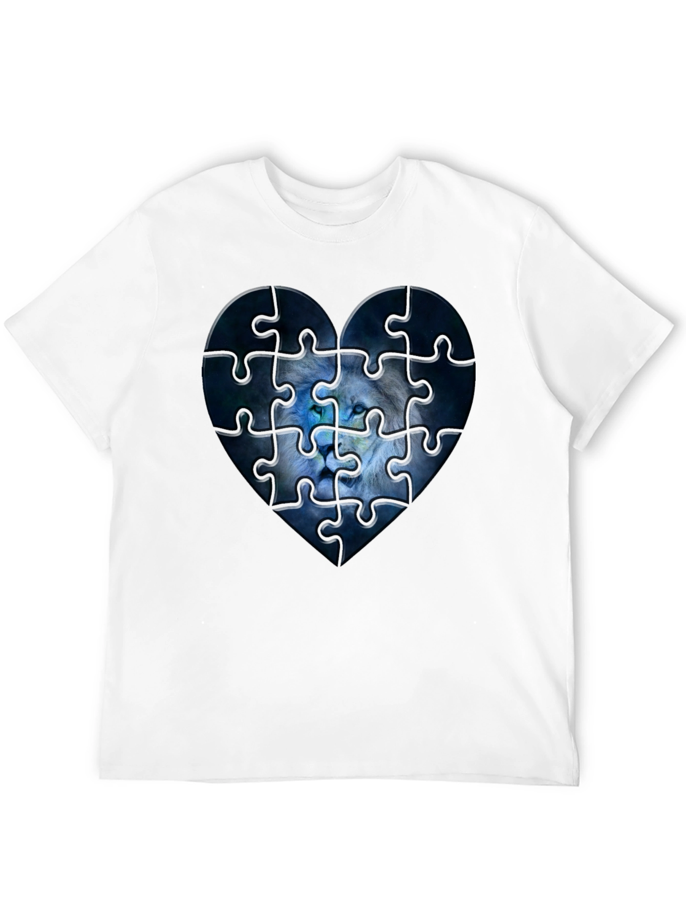 Heart Lion Puzzle Black T-Shirt