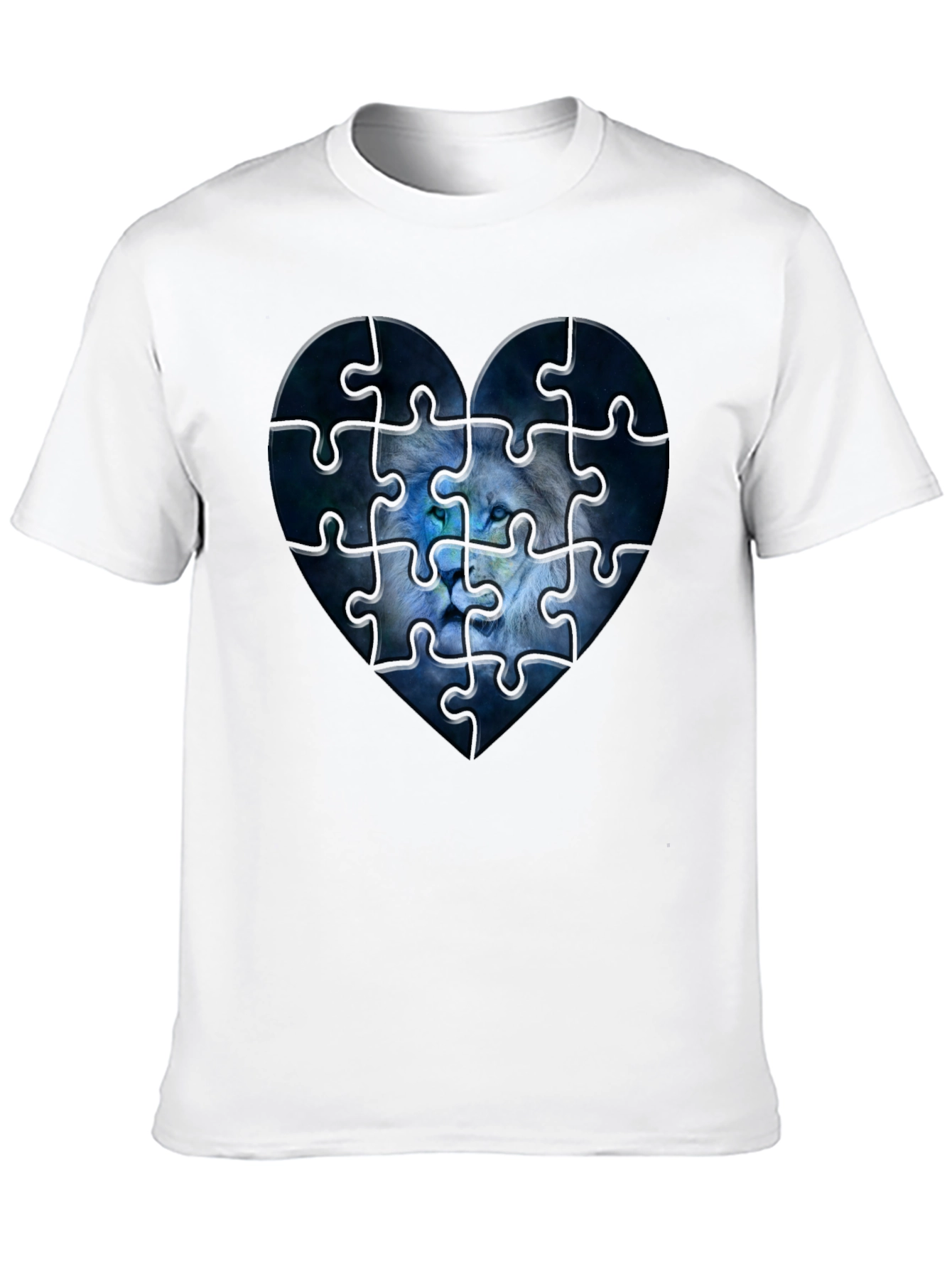 Heart Lion Puzzle Black T-Shirt