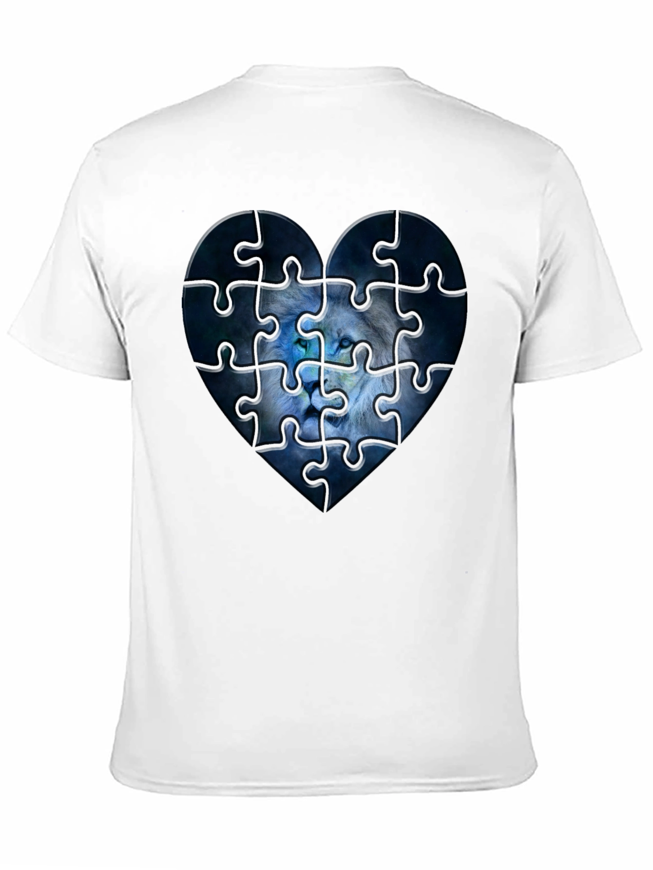 Heart Lion Puzzle Black T-Shirt