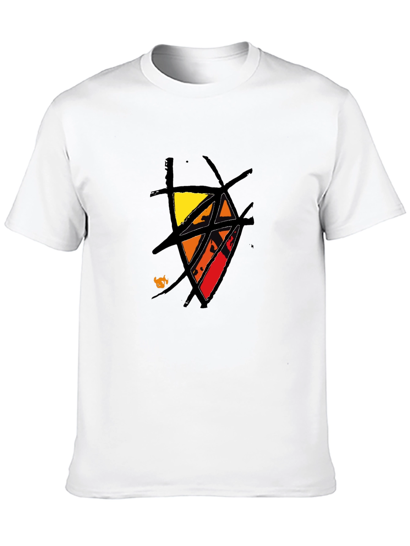 Abstract Graphic Tee - Black Cotton Casual Wear