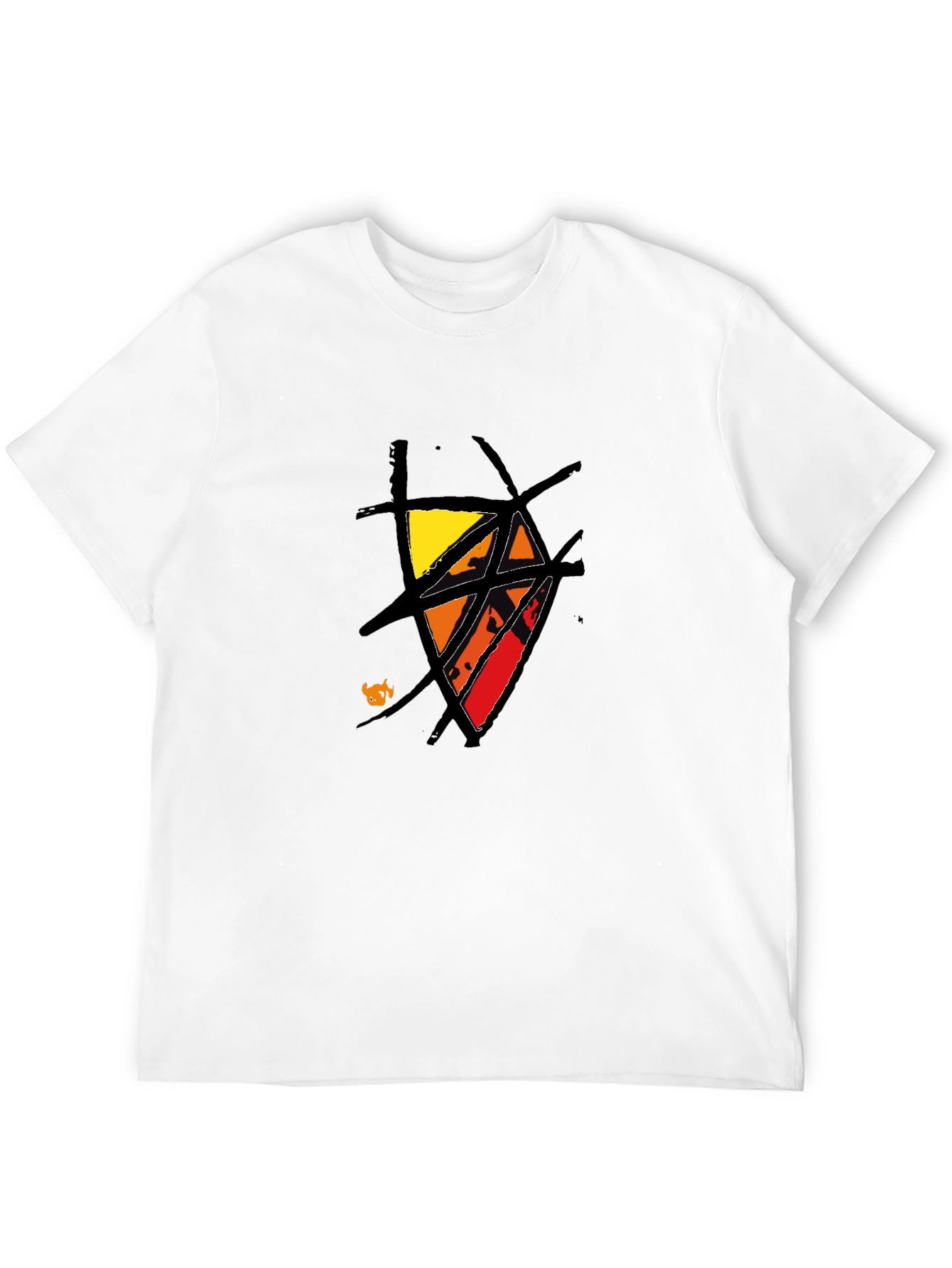 Abstract Graphic Tee - Black Cotton Casual Wear