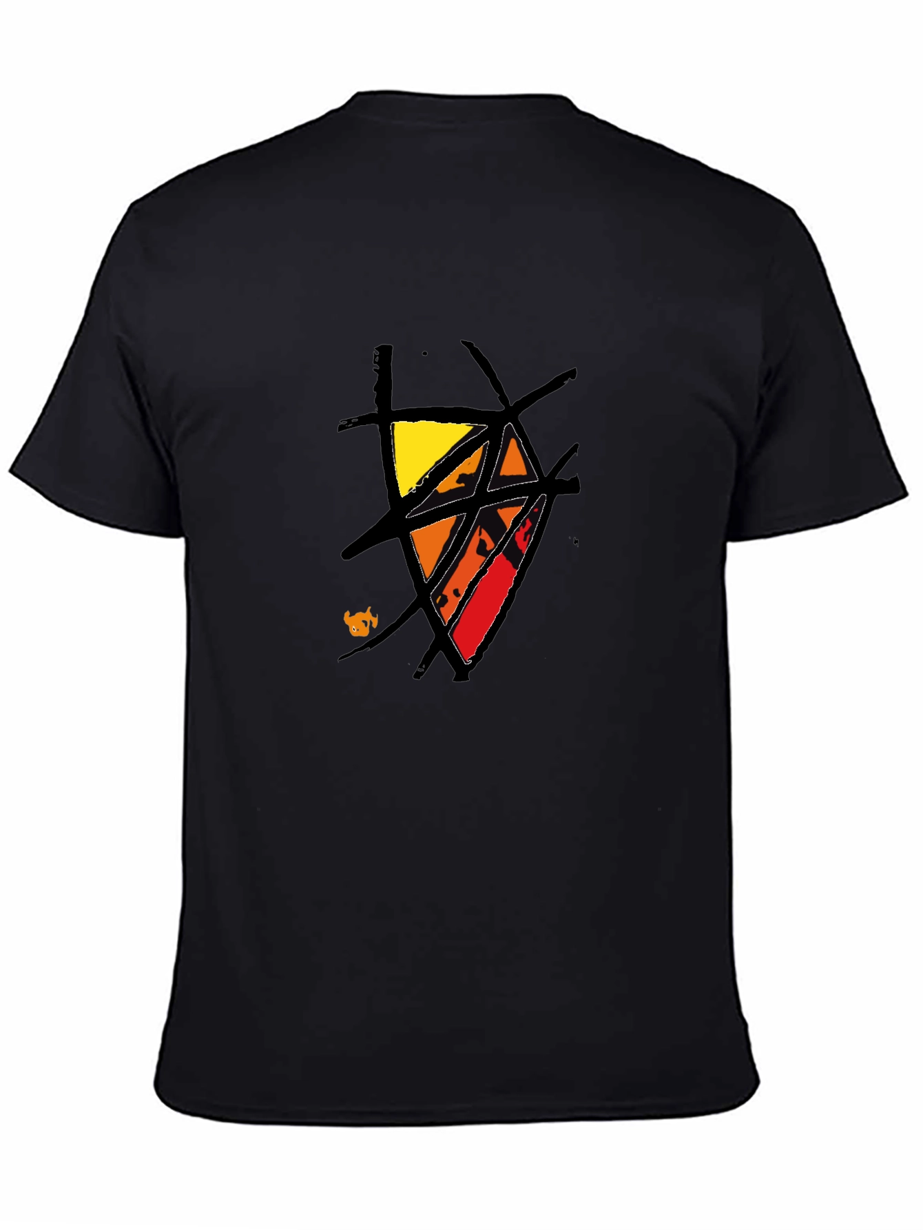 Abstract Graphic Tee - Black Cotton Casual Wear