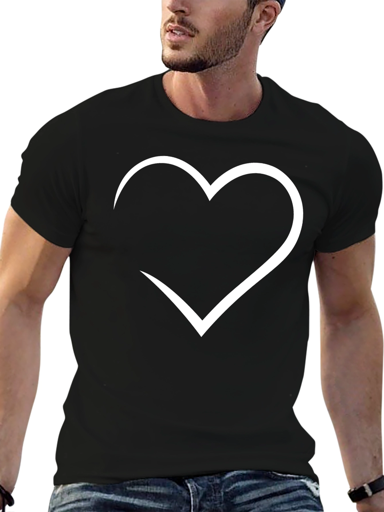 Heart Outline Black T-Shirt