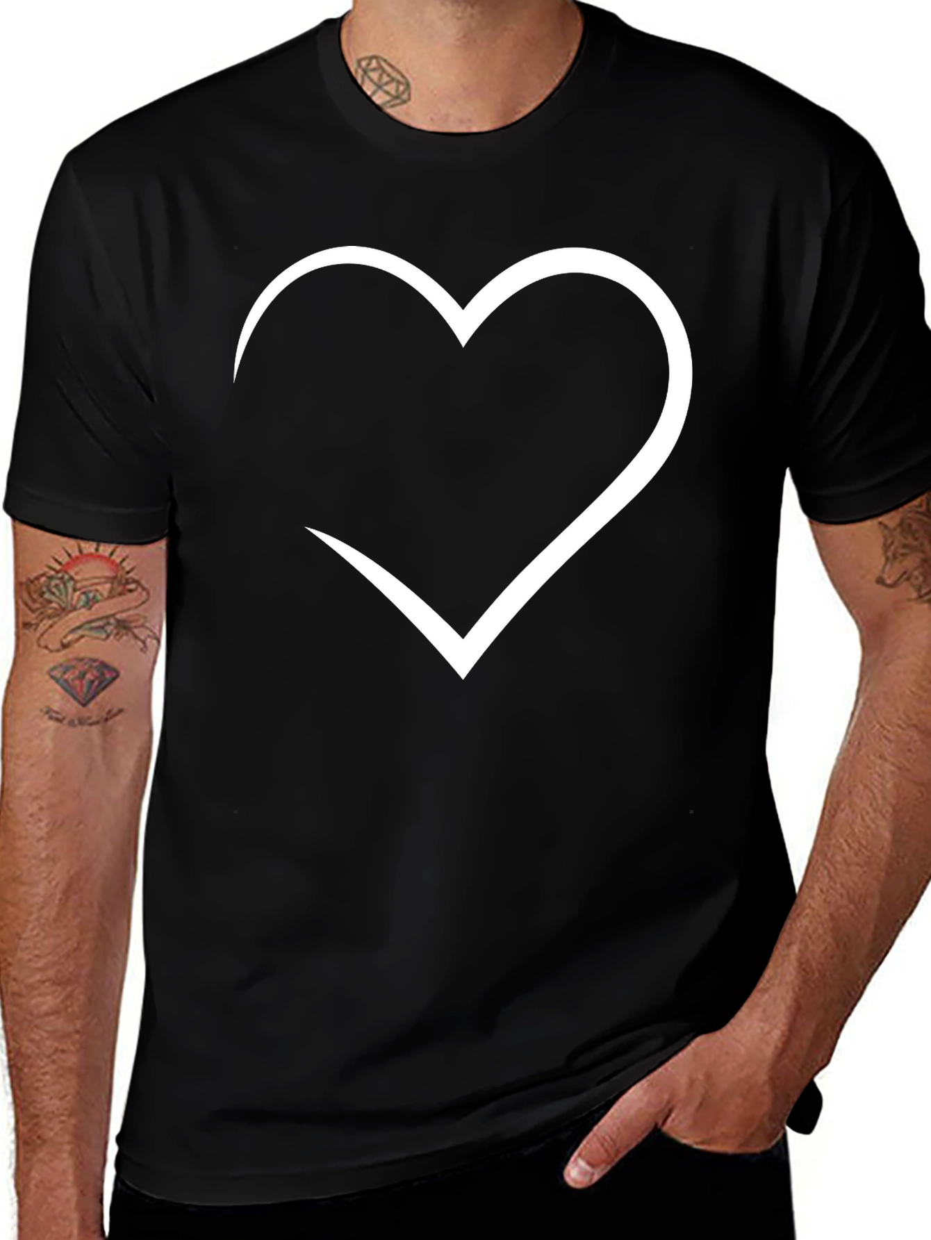 Heart Outline Black T-Shirt