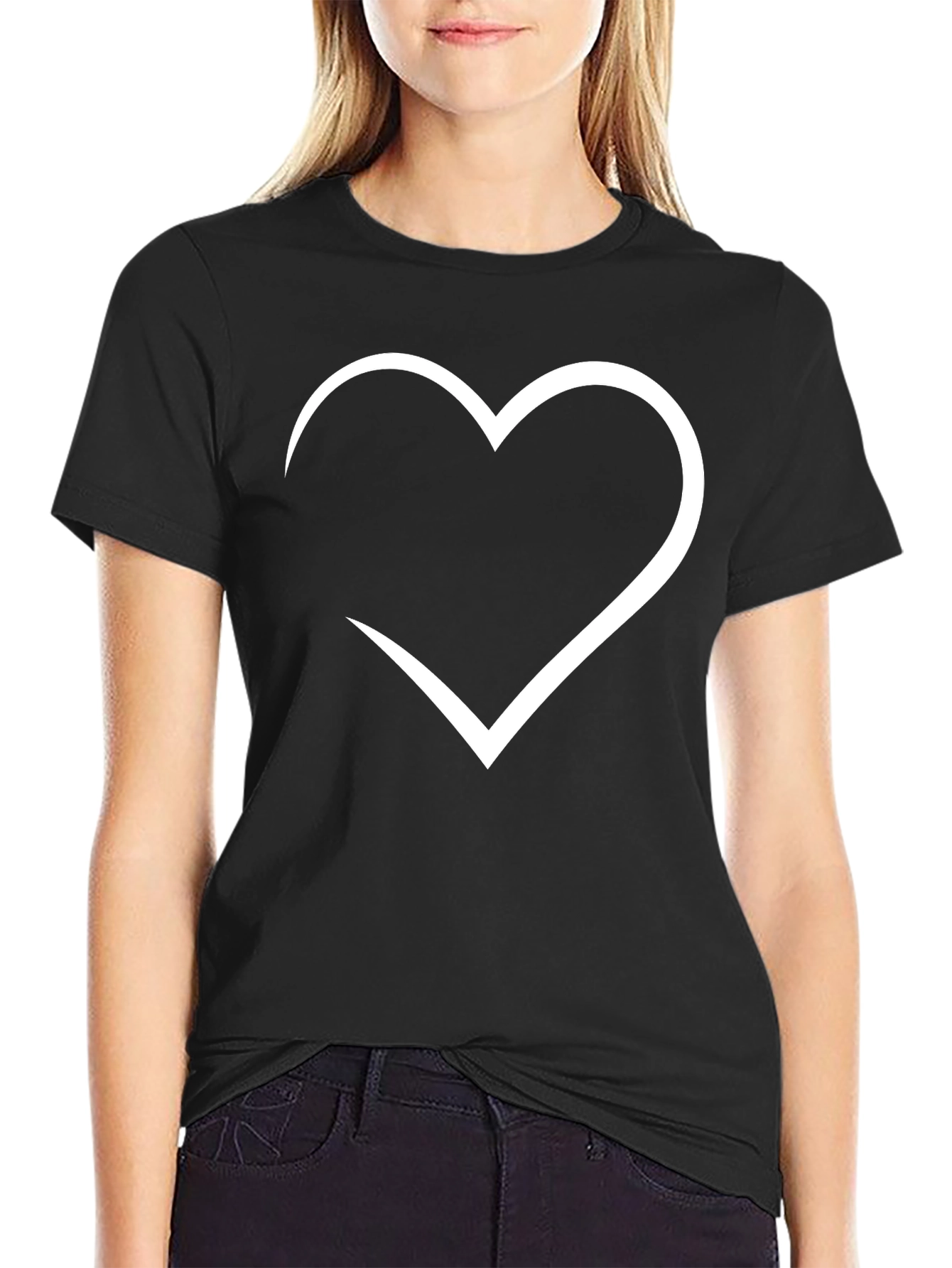 Heart Outline Black T-Shirt