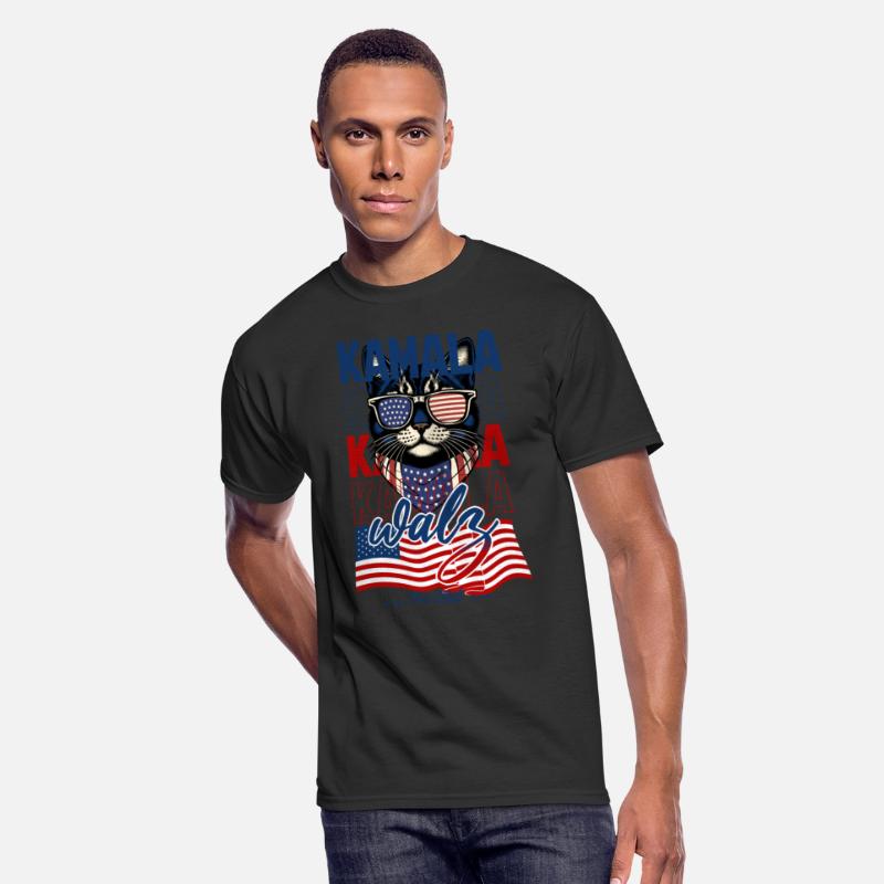 Patriotic Cat with Sunglasses and Kamala-Walz 2024