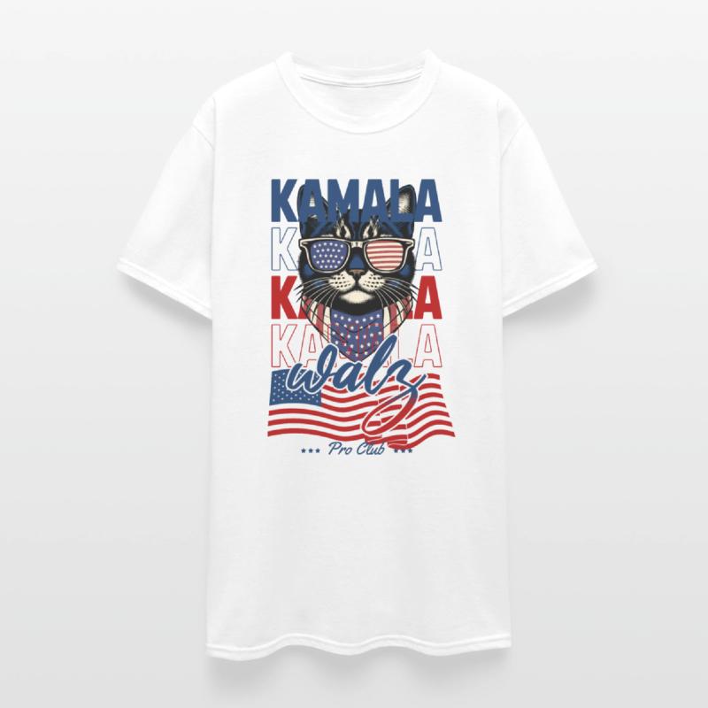 Patriotic Cat with Sunglasses and Kamala-Walz 2024