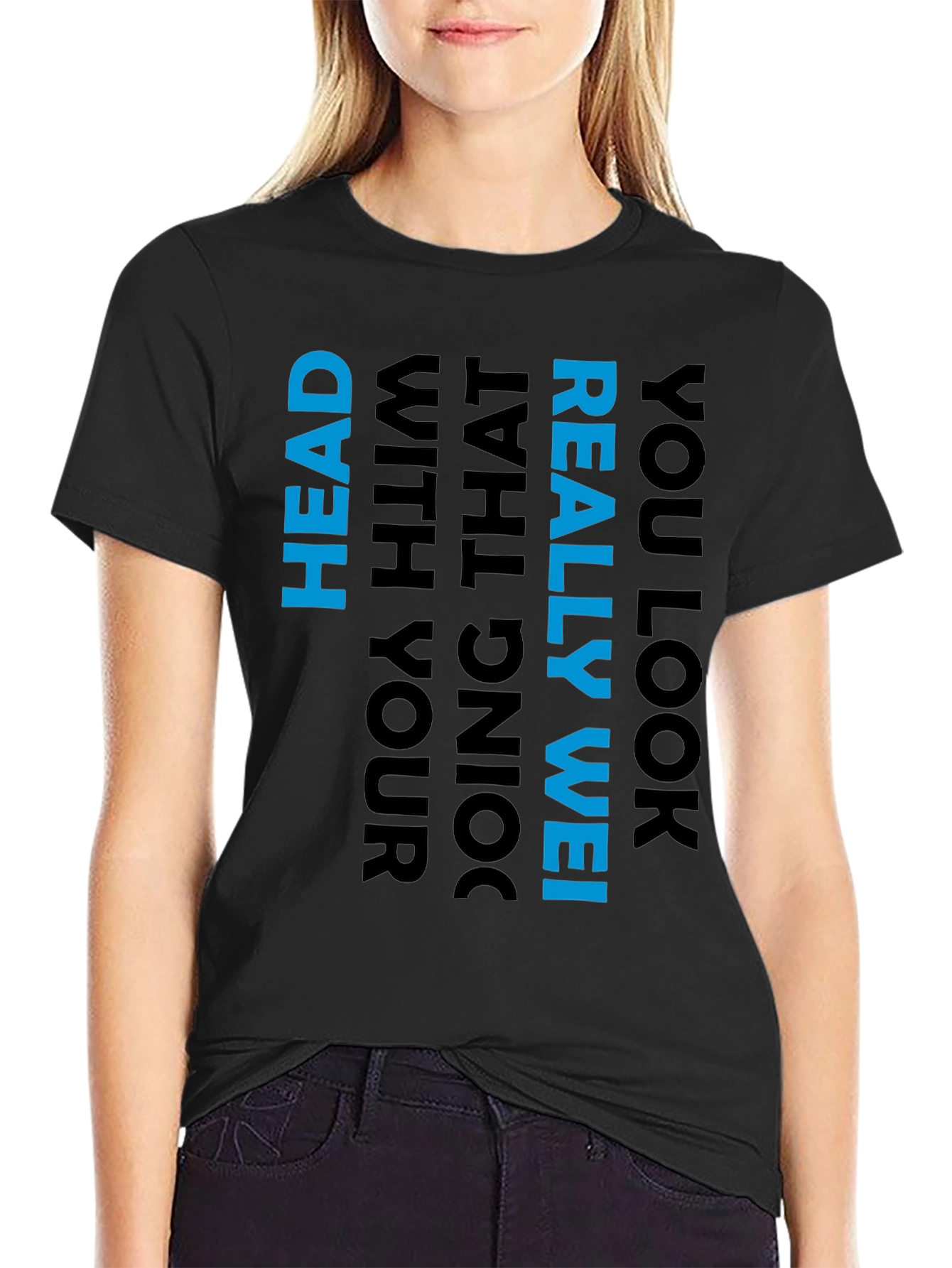 Humorous Slogan Graphic Tee - Black