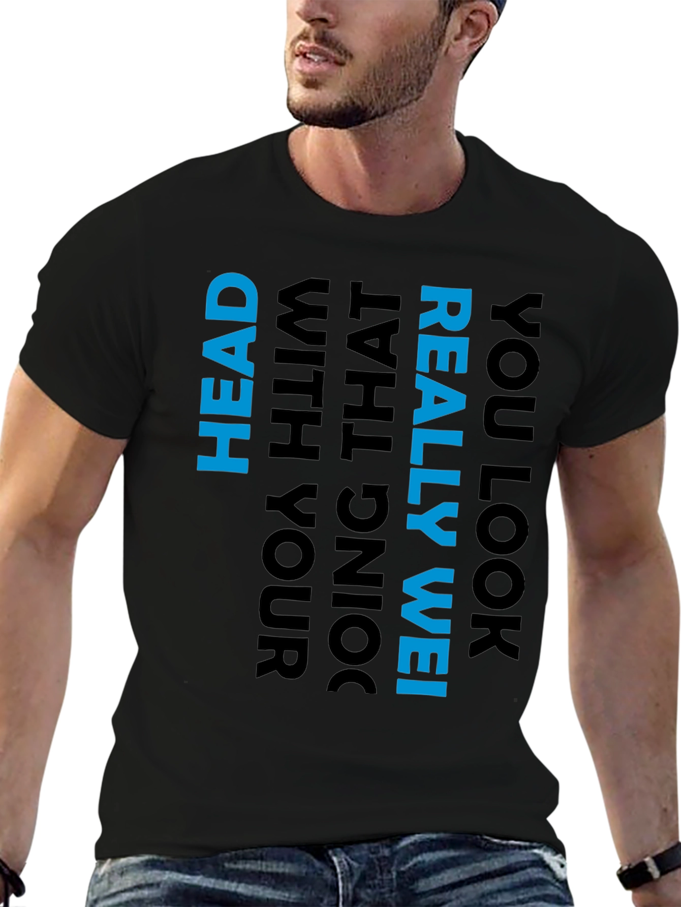 Humorous Slogan Graphic Tee - Black