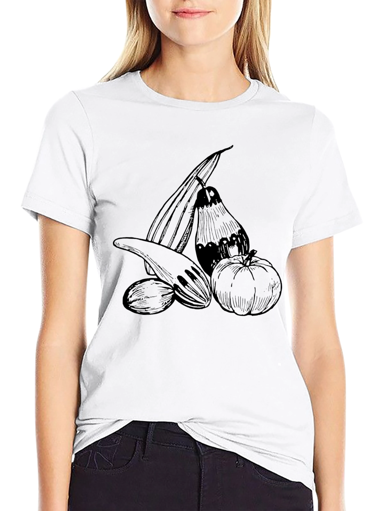 Harvest Vegetable Sketch Tee - Black