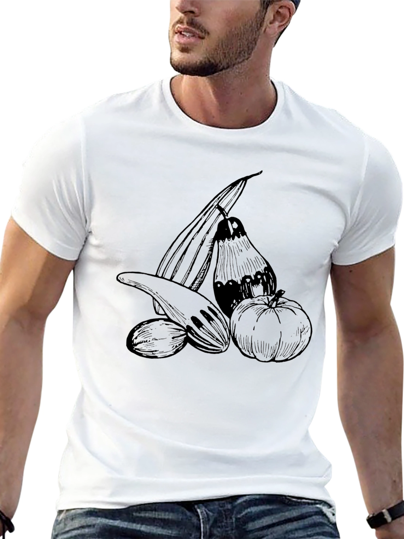 Harvest Vegetable Sketch Tee - Black