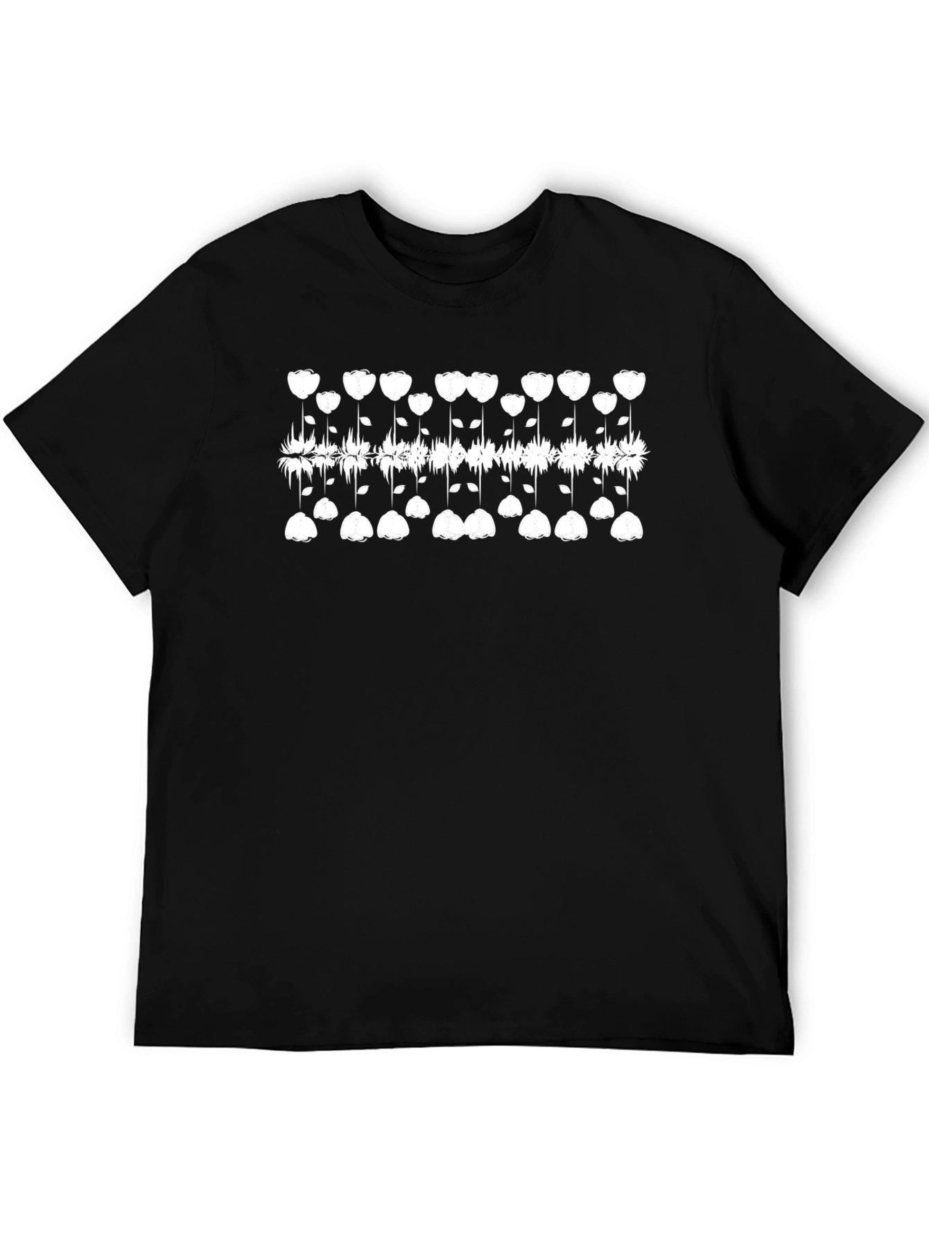 Abstract Floral Graphic Tee - Black