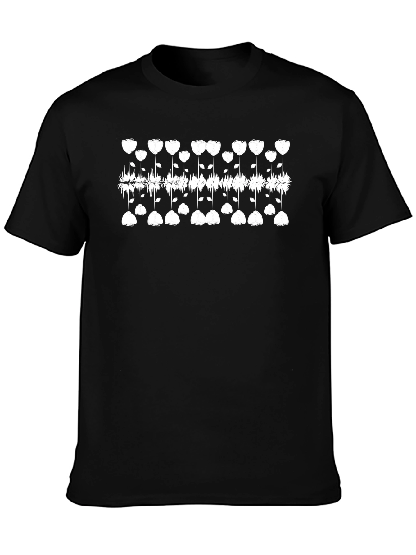 Abstract Floral Graphic Tee - Black