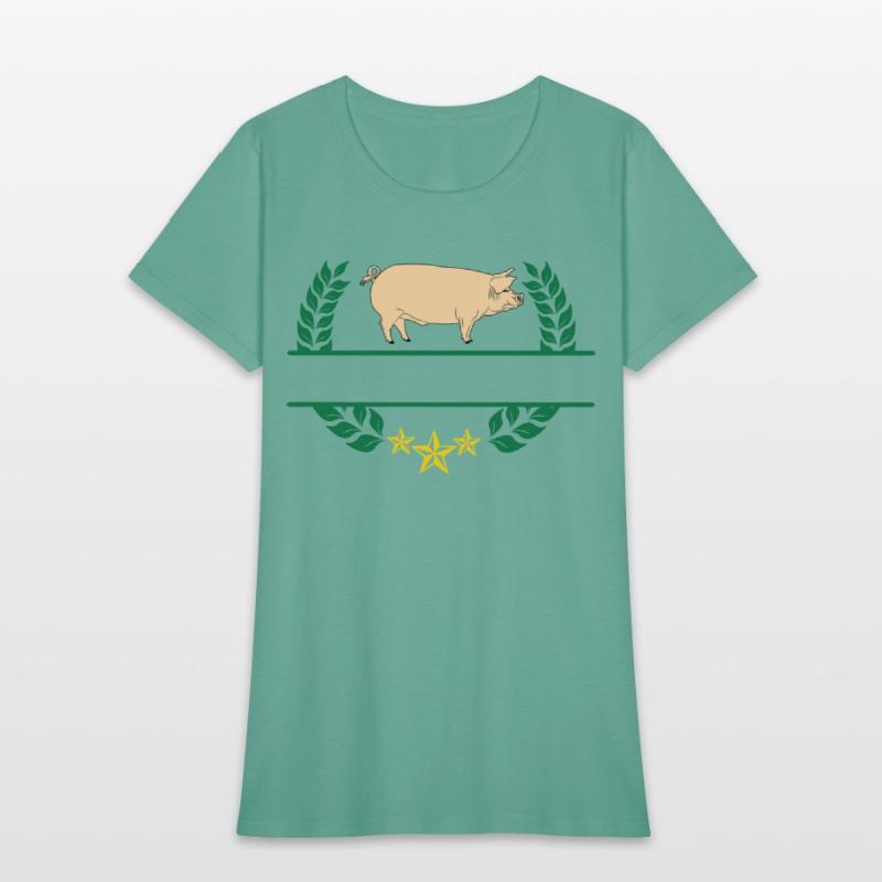 Pig with bar space in green laurel