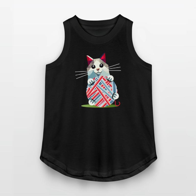 Playing cat with ball of wool - geometric motif