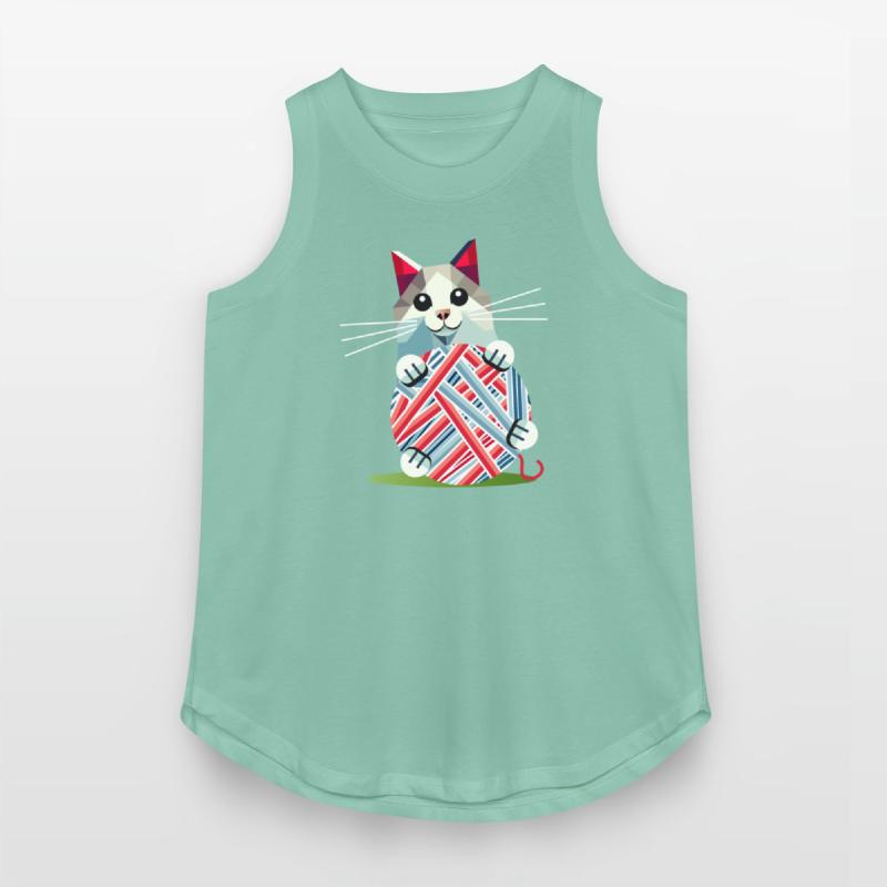 Playing cat with ball of wool - geometric motif