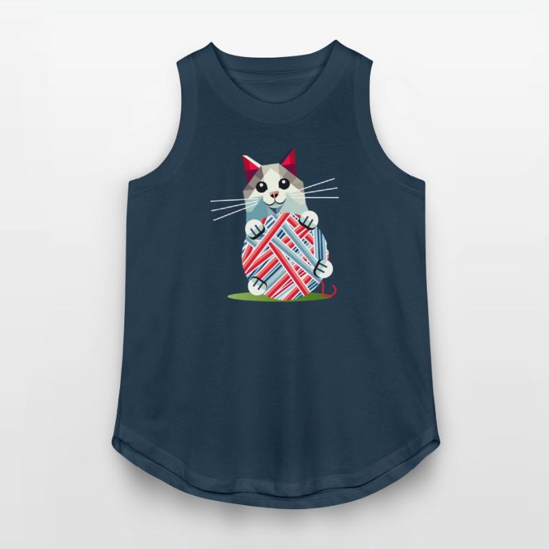 Playing cat with ball of wool - geometric motif