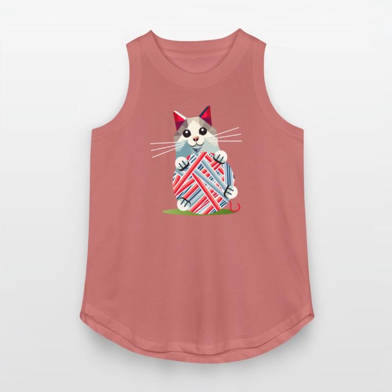 Playing cat with ball of wool - geometric motif